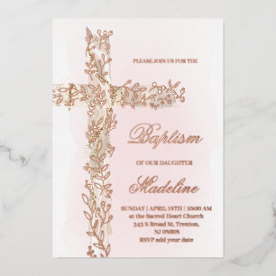 Invitation En Aluminium Baptême de la Croix Sainte