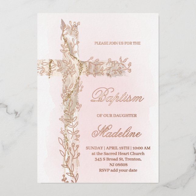 Invitation En Aluminium Baptême de la Sainte Croix (Recto)