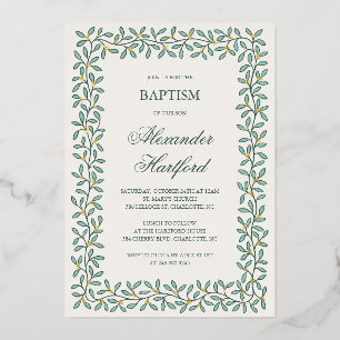 Invitation En Aluminium Baptême en feuille d'aluminium classique à bordure