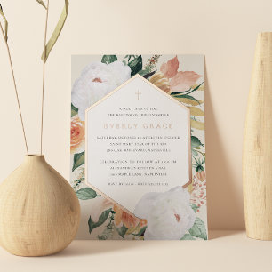 Invitation En Aluminium Baptême Floral Désertique à la noix de coco