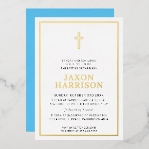 Invitation En Aluminium BAPTISME moderne minimaliste transfrontalier garço