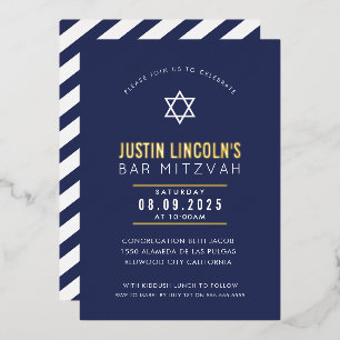 Invitation En Aluminium BAR MITZVAH simple étoile moderne minimaliste mari