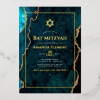 Bat mitzvah d'agate turquoise et Gold Faux