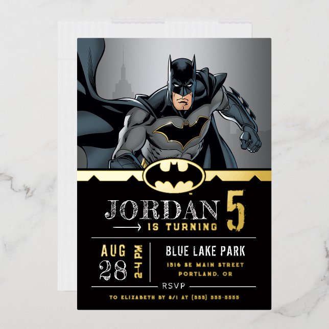 Invitation En Aluminium Batman | Tableau noir Joyeux Anniversaire (Enveloppe)
