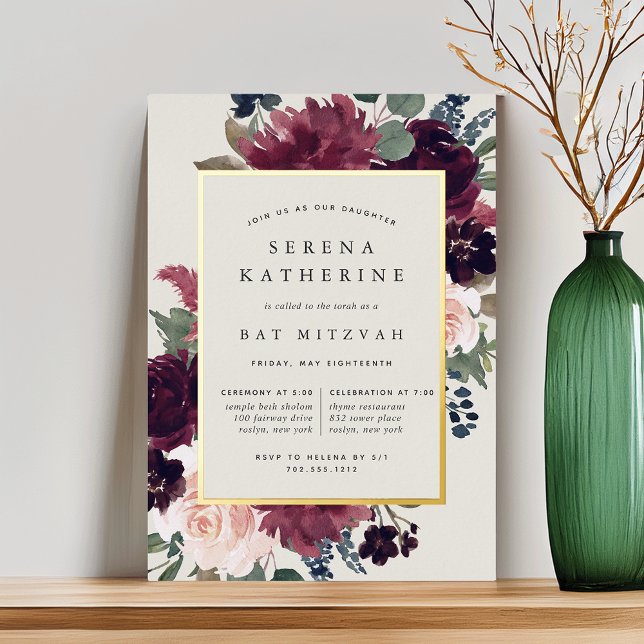Invitation En Aluminium Batz Mitzvah Fleur de Prunier (Créateur téléchargé)