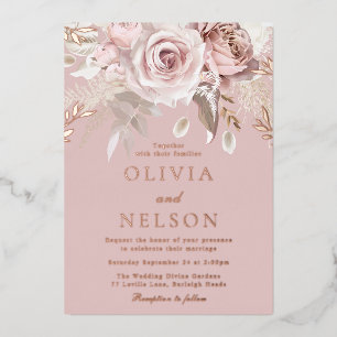 Invitation En Aluminium Beau Blush Dusty Rose Mariage Rose Or