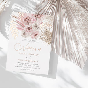 Invitation En Aluminium Beau Rose Dusty et Mariage Boho ivoire Blush