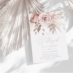 Invitation En Aluminium Beautiful Blush Floral Wedding Silver