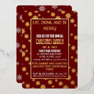 INVITATION EN ALUMINIUM BEAUX FLOCONS DE NEIGE SANS COUTURE SUR FOND ROUGE