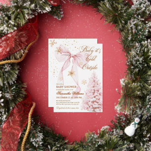 Invitation En Aluminium Bébé fille douche arc rose froid à l'extérieur