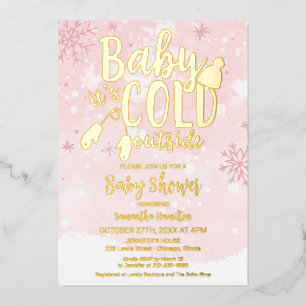 Invitation En Aluminium Bébé Il fait froid à l'extérieur Baby shower fille