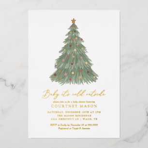 Invitation En Aluminium Bébé Il fait froid dehors Baby shower d'arbre de N