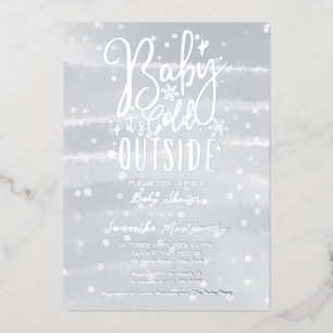 Invitation En Aluminium Bébé Il fait froid dehors Baby shower gris hiver