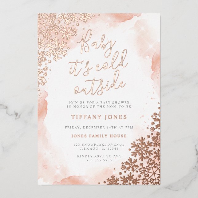 Invitation En Aluminium Bébé il fait froid dehors du Baby shower (Recto)