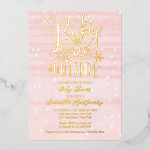 Invitation En Aluminium Bébé Rose Il Fait Froid Dehors Baby Shower d'Hiver