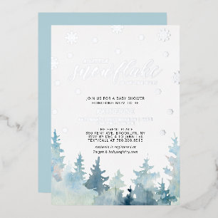 Invitation En Aluminium Bébé Shower Flocon de Neige d'Argent Arbres d'Hive