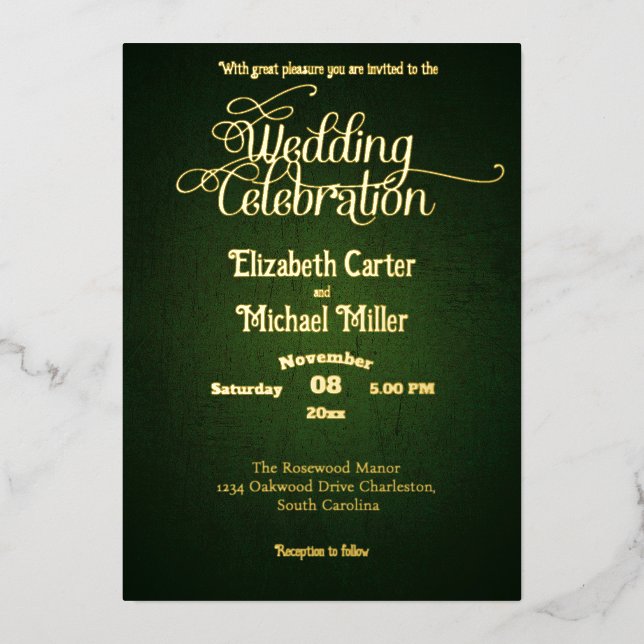 Invitation En Aluminium Belle couleur olive vert foncé (Recto)