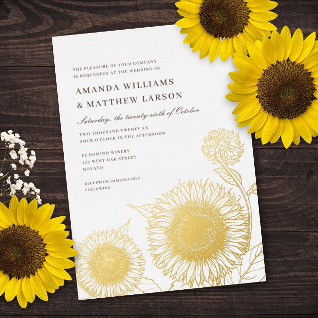 Invitation En Aluminium Belle + Élégant tournesol Mariage de automne REAL (Créateur téléchargé)