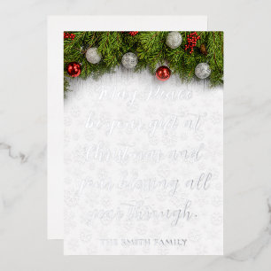 Invitation En Aluminium Belles bénédictions de Noël avec du houx et des or