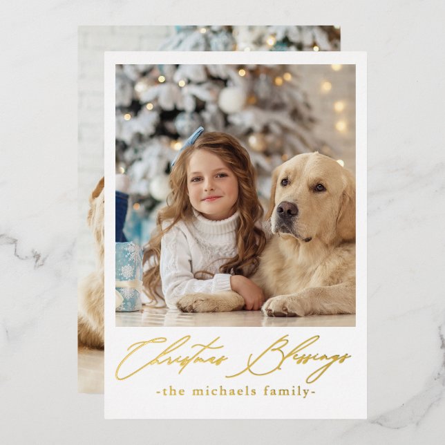 Invitation En Aluminium Bénédictions de Noël Deux photos (Recto/Verso)