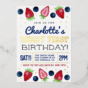 Invitation En Aluminium Berry Premier anniversaire fraise