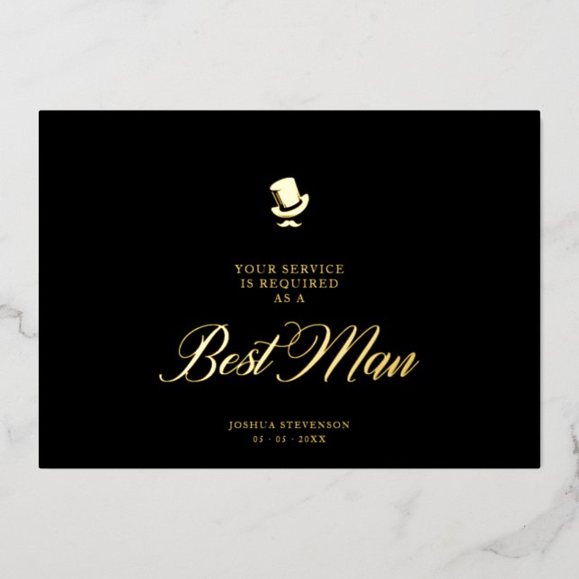 Invitation En Aluminium Best Man Funny Wedding Minimalist Proposal Card (Recto)