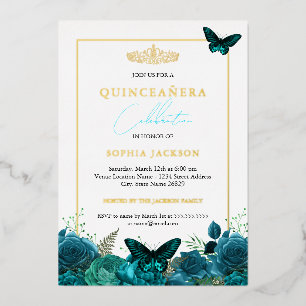 Invitation En Aluminium Beurre bleu classique photo Quinceanera