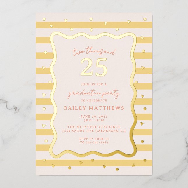 Invitation En Aluminium Beurre Cabana Fun Jaune Fête de Graduation (Recto)