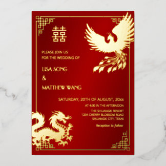 Invitation En Aluminium BILINGUAL Dragon And Phoenix | Chinese Wedding
