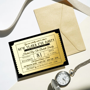 Invitation En Aluminium Billet de la fête de la Saint-Sylvestre Réel