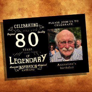 Invitation En Aluminium Black 80e anniversaire Vintage Gold