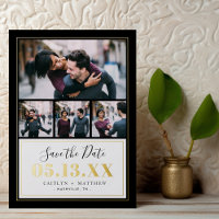 Black and Gold 4 Photo Enregistrer la date Réel