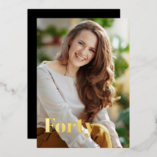 Invitation En Aluminium Black Gold Elegant moderne minimaliste 40e anniver