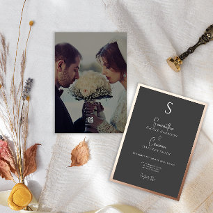 Invitation En Aluminium Black Modern Elegant Photo Minimale