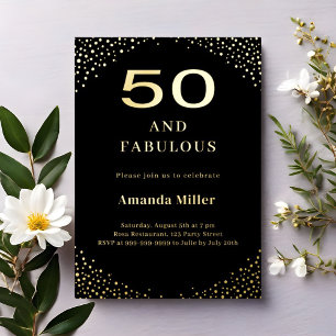 Invitation En Aluminium Black or 50e anniversaire fabuleux