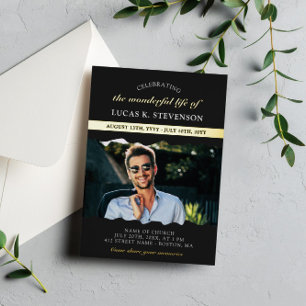 Invitation En Aluminium Black Torn Edges Photo Gold Foil Life Celebration