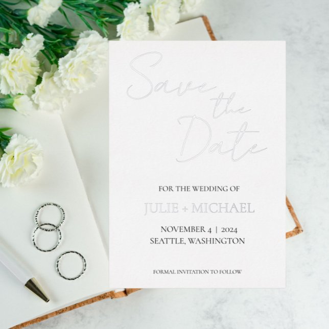 Invitation En Aluminium Blanc style simple mariage Enregistrer la date (In Situ Wedding)
