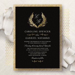 Invitation En Aluminium Blason de mariage élégant baroque à monogramme