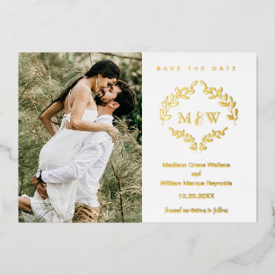 Invitation En Aluminium Blason de mariage luxueux Monogramme Couronne pers