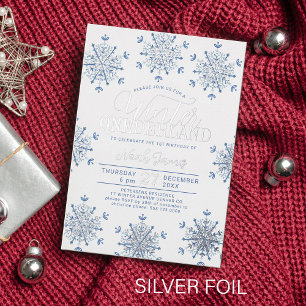 Invitation En Aluminium Bleu argent Winter Onederland premier anniversaire