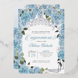 Invitation En Aluminium Bleu clair Rose Princesse Quinceanera Tiara Real 