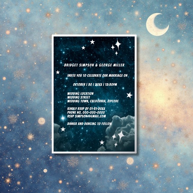 Invitation En Aluminium bleu galaxie ciel mariage argent (Créateur téléchargé)