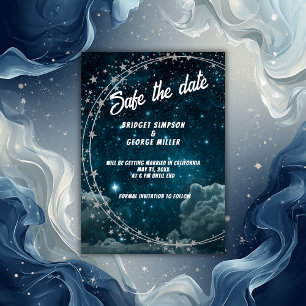Invitation En Aluminium bleu galaxie ciel mariage sécurité la date