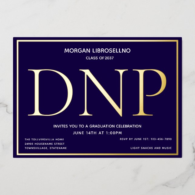 Invitation En Aluminium Bleu Gold DNP Graduation (Recto)