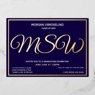 Invitation En Aluminium Bleu Gold MSW Graduation