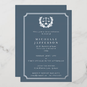 Invitation En Aluminium Bleu-Gris Law School Graduation Party