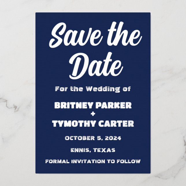 Invitation En Aluminium Bleu marine moderne QR Code photo (Recto)