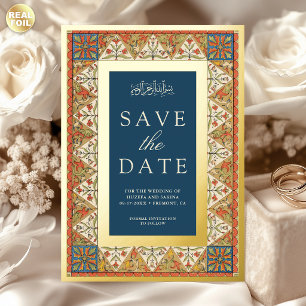 Invitation En Aluminium Bleu Persan Mariage Musulman Sauvons la Date Or