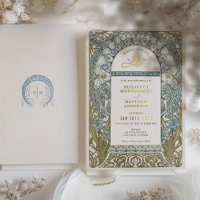 Bleu Poussiéreux Fleur de Maïs Art Nouveau Mucha M