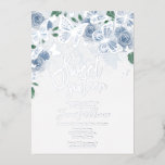 Invitation En Aluminium Bleu Poussiéreux Floral Sweet 16 Papillon Argent<br><div class="desc">Bleu Poussiéreux Floral Sweet 16 Papillon Argent Feuille d'Invitation</div>
